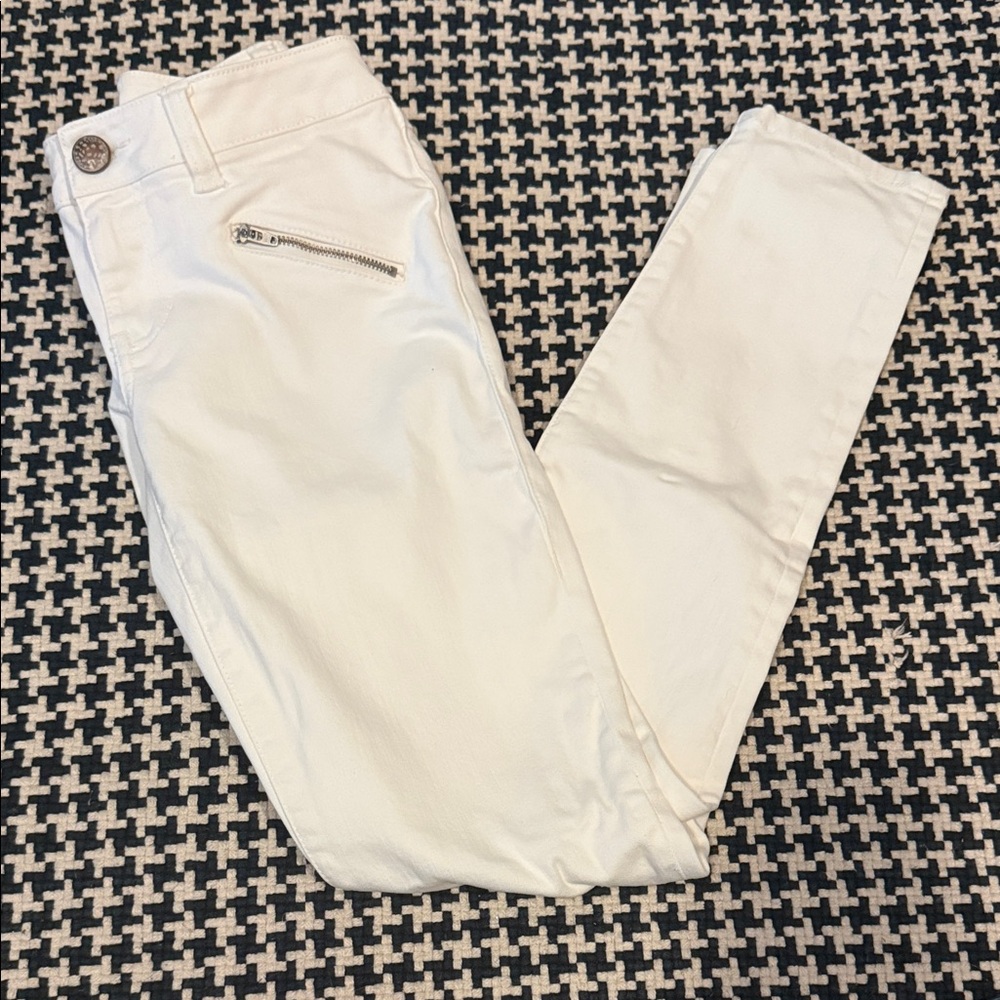 CAbi White Skinny Jeans with Zip Pocket Detail